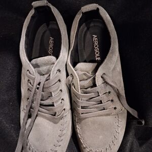 AEROSOLES Men's Gray Suede Loafers